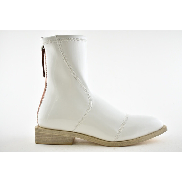 Fendi White Patent Neoprene Stretch Logo Sock Ankle Combat Chelsea Boot 39.5 - Picture 3 of 12